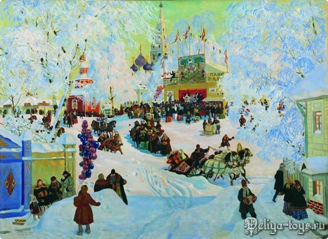 Кустодиев - Зима. Масленичное гулянье. 1919