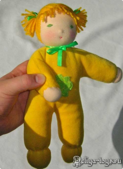 Вальдорфская кукла в пришивном комбинезоне. Ручная работа. Handmade вальдорфская игрушка. Waldorf doll